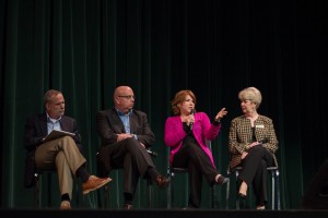 Panelists discuss "Not My Life" following a screening of the documentary.